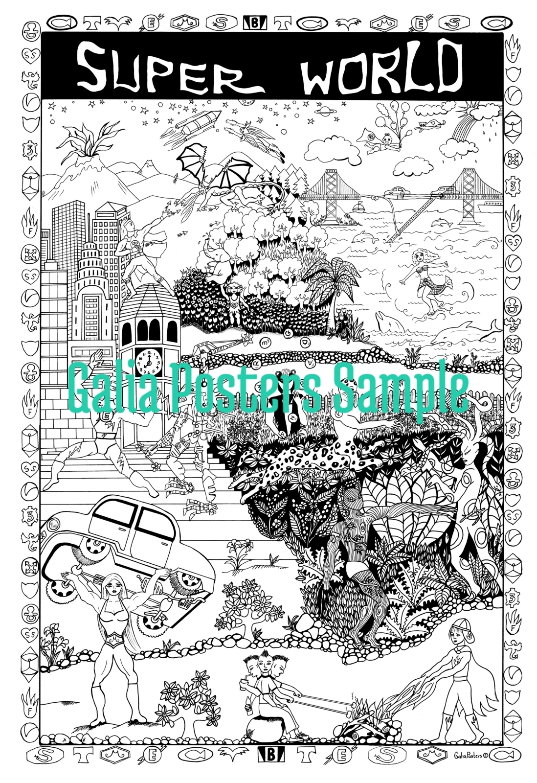 39 Super World 39 Colouring in Poster Felt