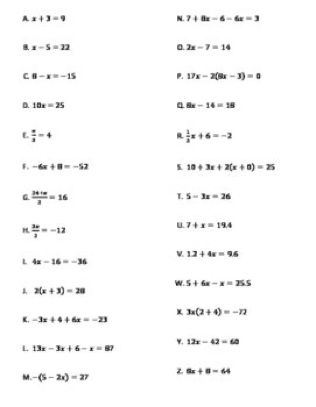 4 Step Equations Worksheet Equations Worksheets