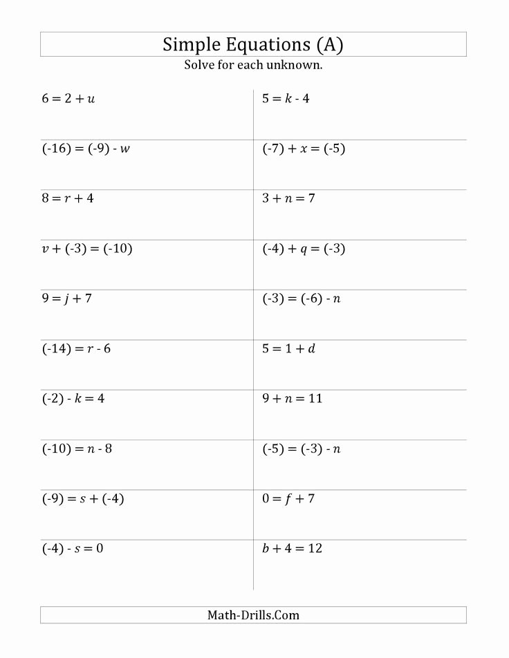 47 2 Step Equations Worksheet Chessmuseum Template Library