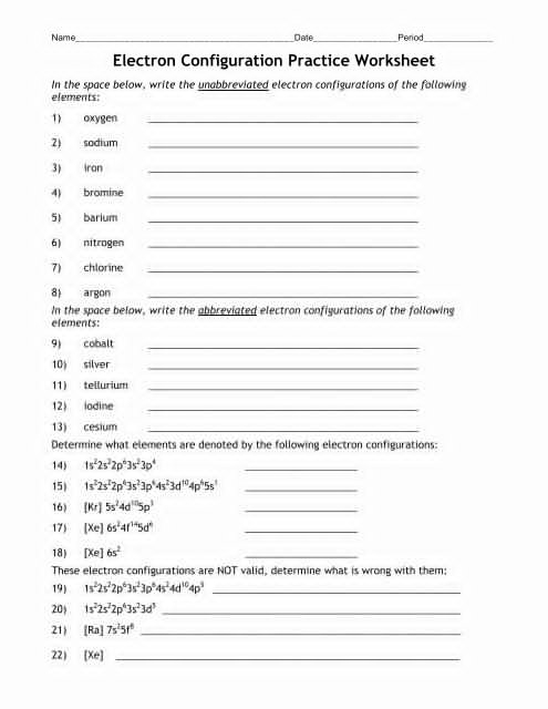 47 Electron Configuration Worksheet Answers