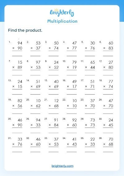 4th Grade Multiplication Worksheets Free Printable Multiplication 