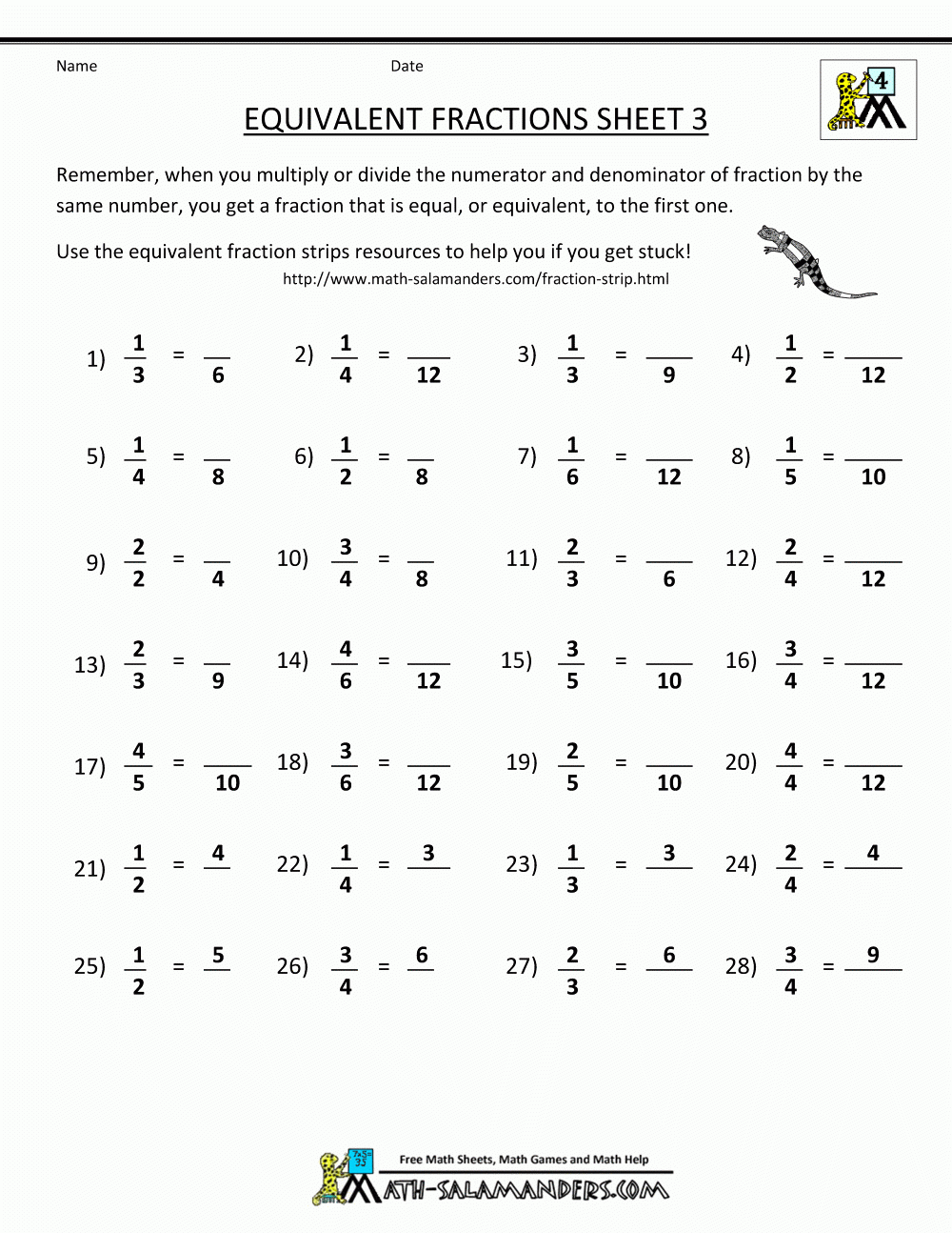 50 Equivalent Fractions Worksheet Pdf Chessmuseum Template Library