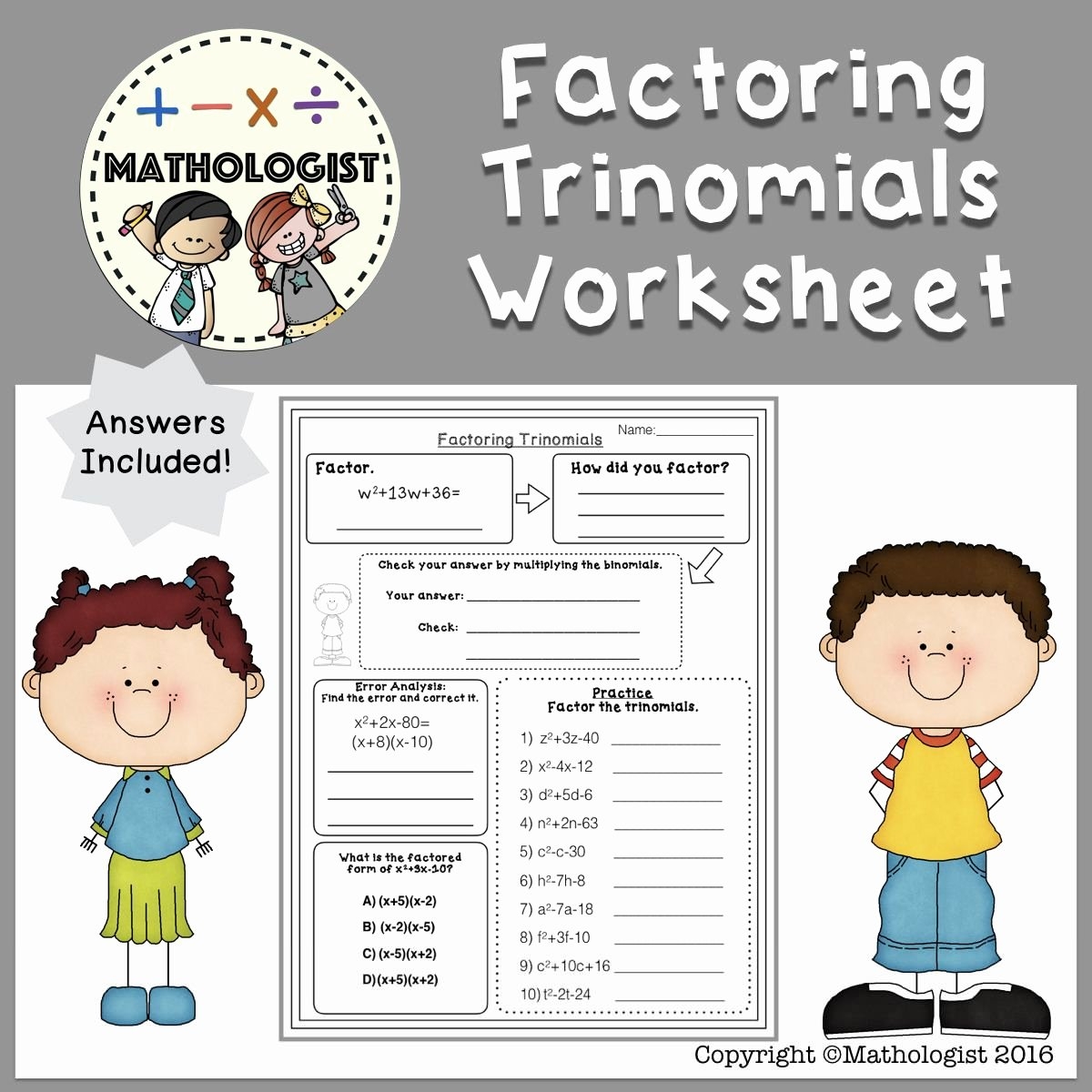 50 Factoring Trinomials Worksheet Pdf