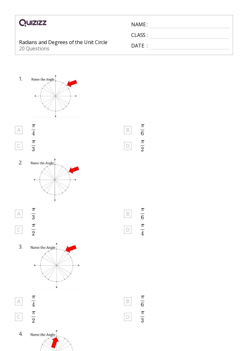 50 Radians And Degrees Worksheets On Quizizz Free Printable 