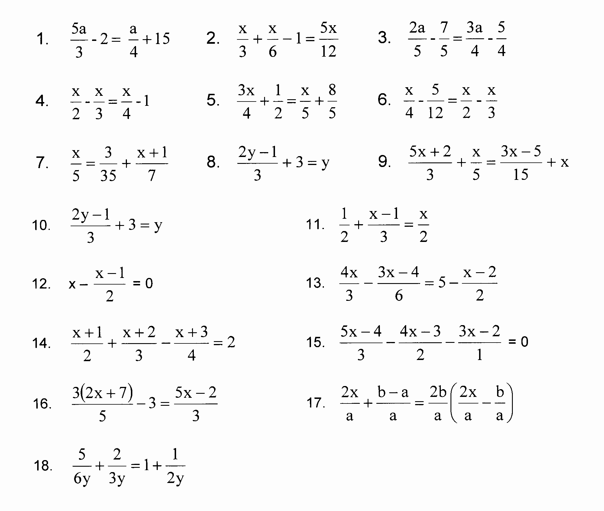 50 Solving Equations With Fractions Worksheet Chessmuseum Template 