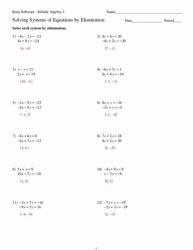 50 Systems Of Equations Worksheet Pdf