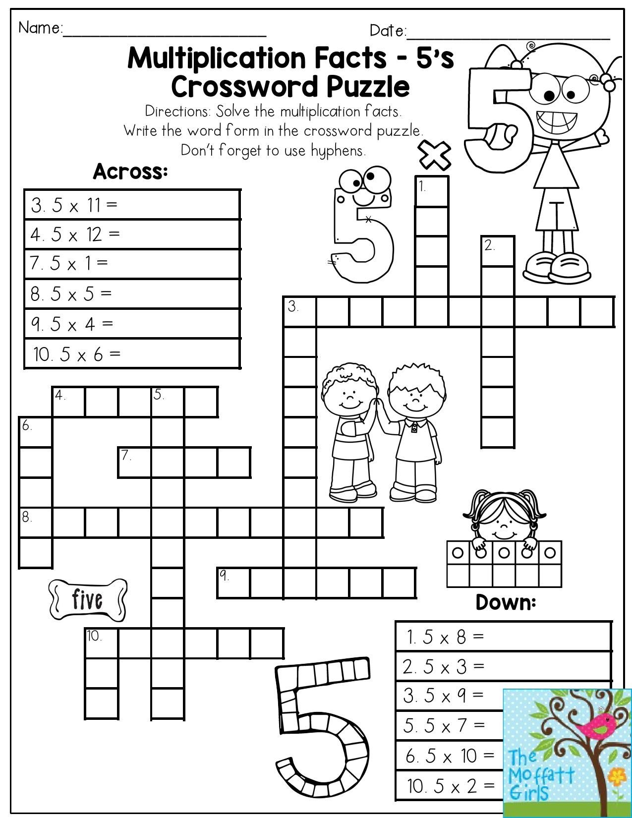 5Th Grade Crossword Puzzles Printable Printable Crossword Puzzles
