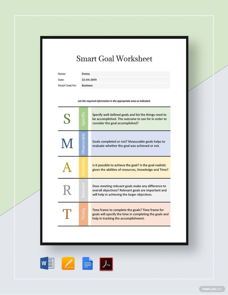 9 SMART Goal Worksheet Templates DOC PDF Smart Goals Template