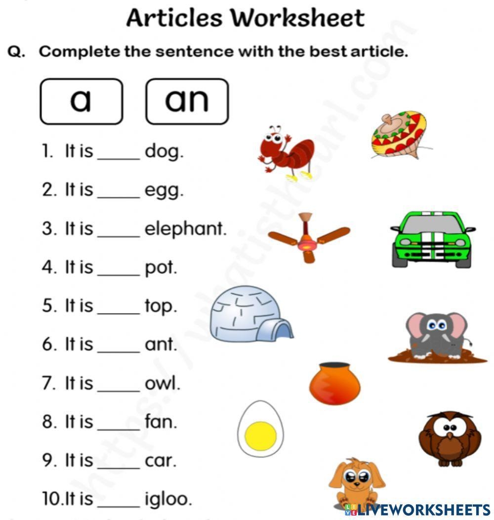 A And An Worksheet Worksheet Live Worksheets Worksheets Library