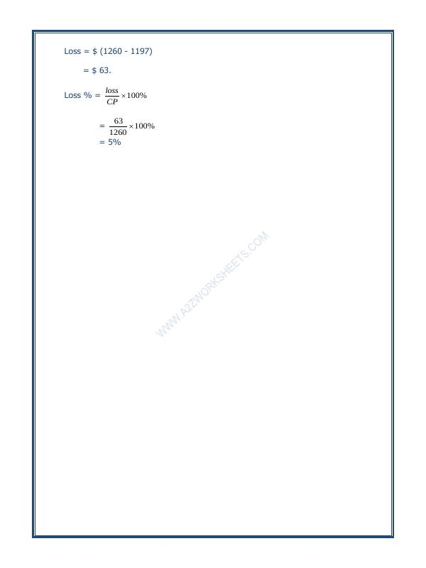 A2Zworksheets Worksheet Of Profit And Loss 08 Measurement Maths