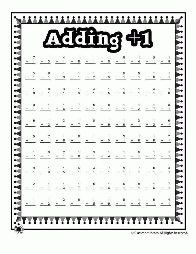 Adding 1 Worksheets