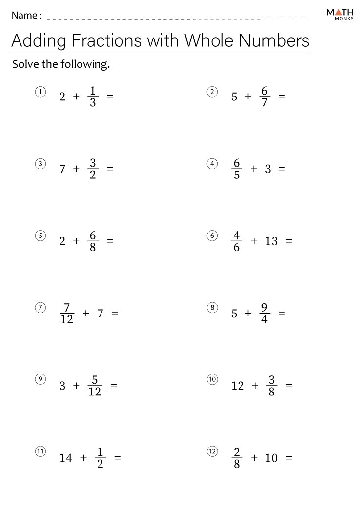Adding Fractions Worksheets With Answer Key