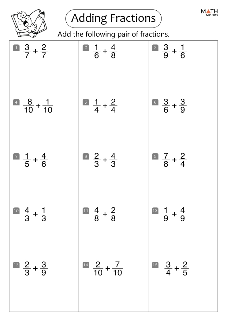 Adding Fractions Worksheets With Answer Key
