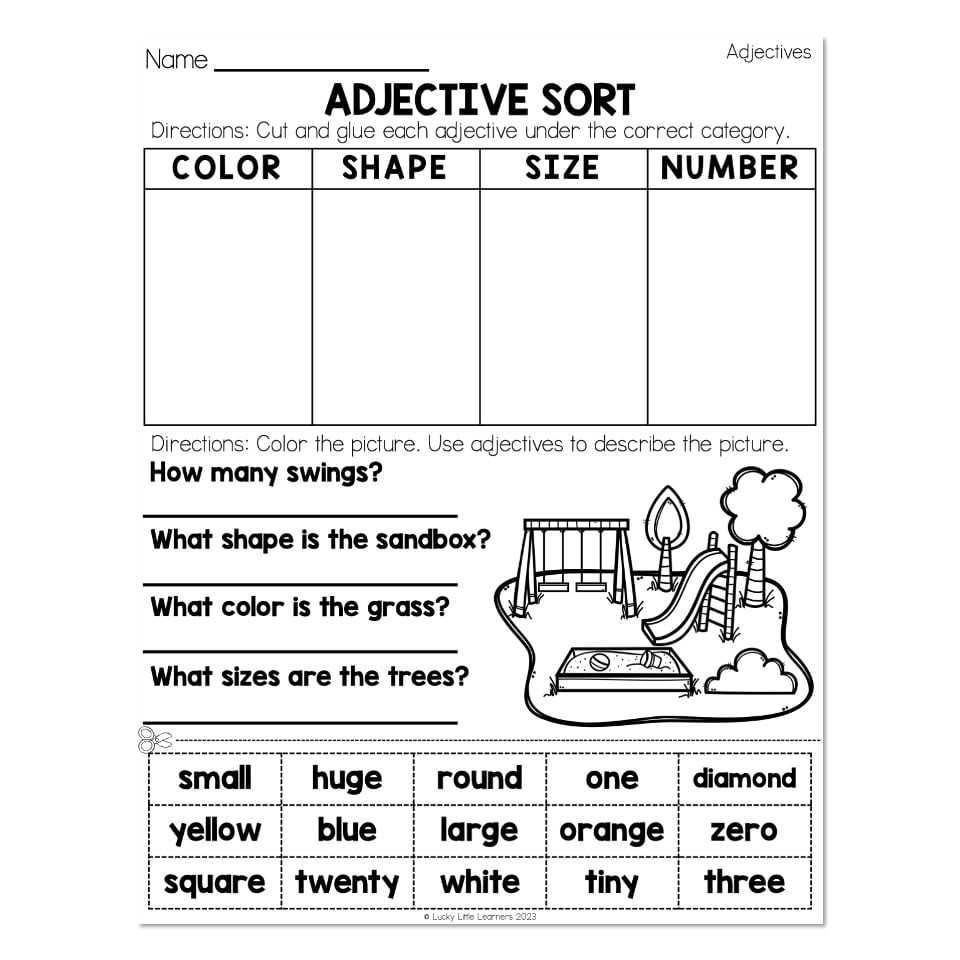 Adjectives For Colors And Shapes Worksheets Infoupdate