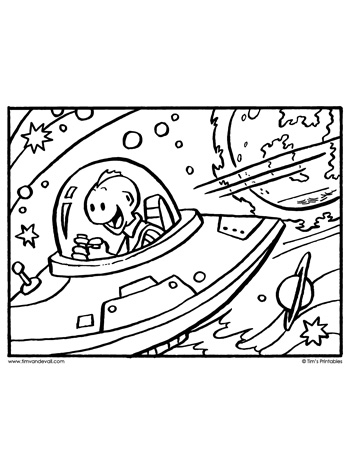 Alien In Spaceship Coloring Page Tim 39 s Printables