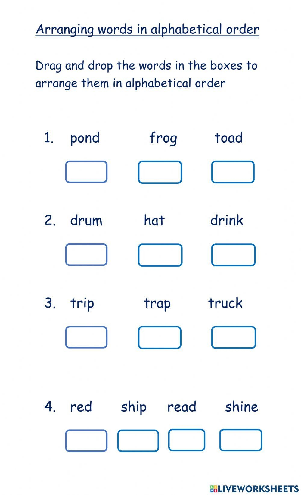 Alphabet Worksheets Alphabetical Order Worksheets Worksheets Library
