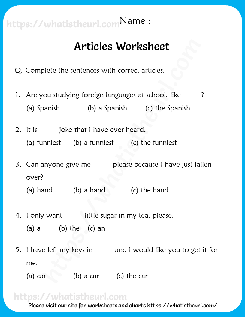 Articles Worksheet For Grade 4 With Answers Pdf Pdf Infoupdate