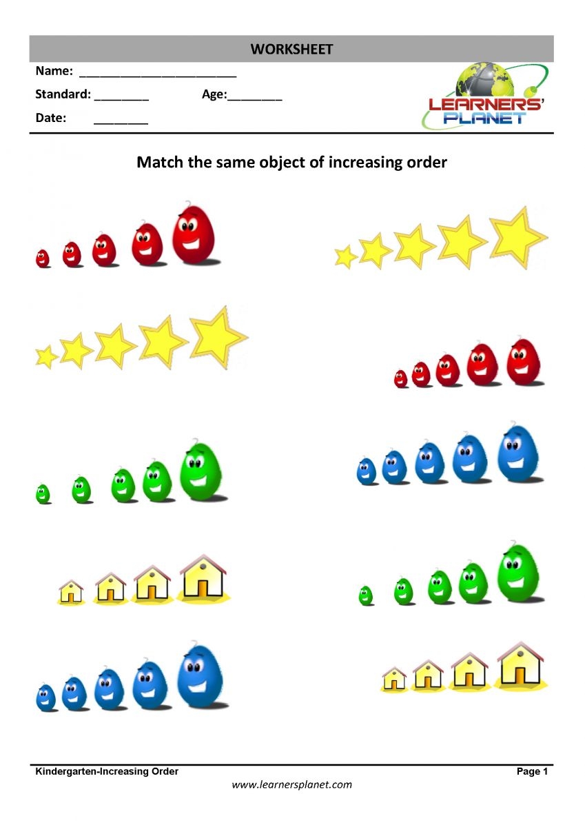 Ascending Order Worksheet For Kindergarten