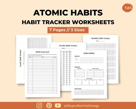 Atomic Habits Planner Refills Printable Habits Tracker Worksheets 