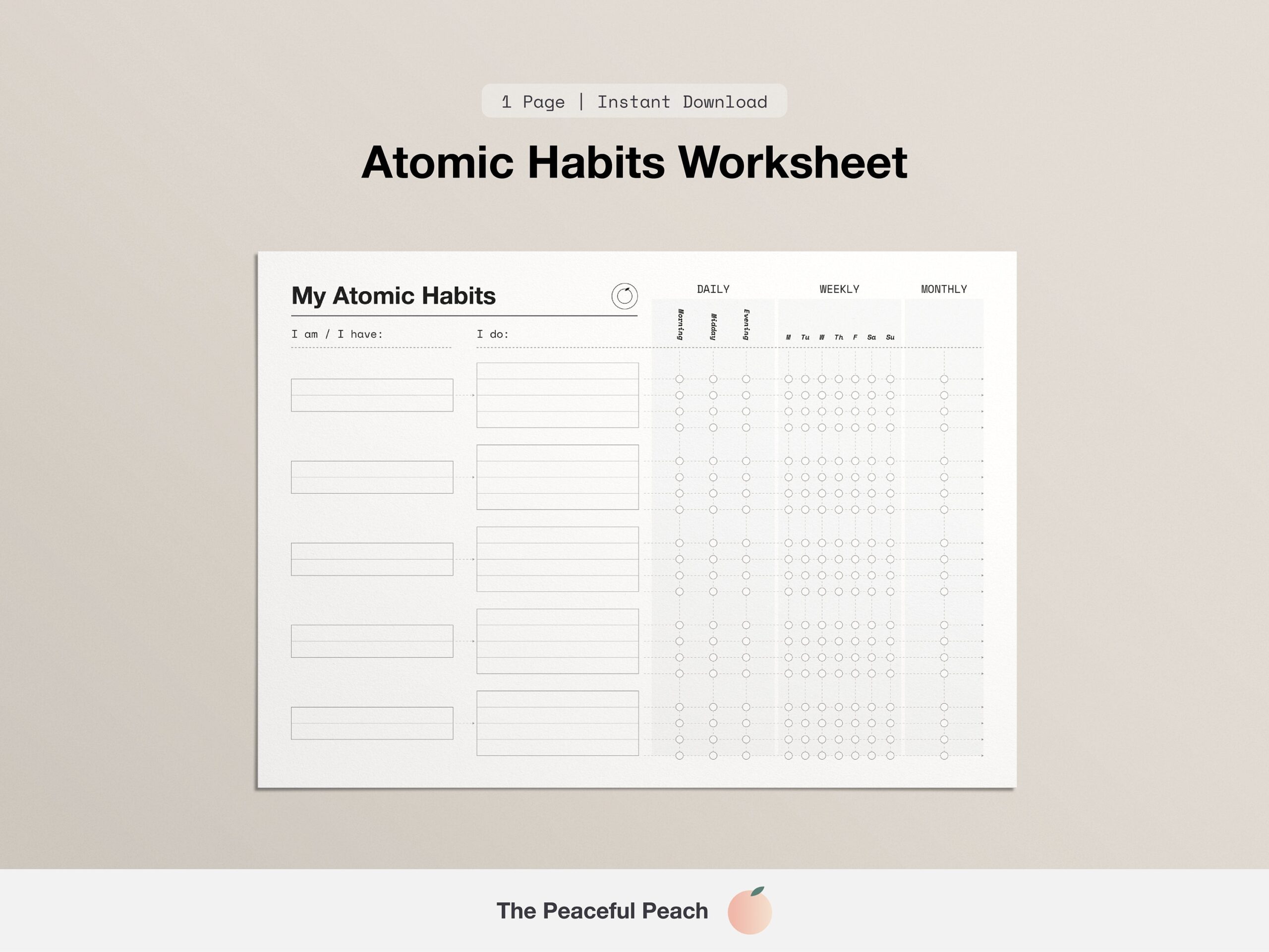 Atomic Habits Planner Refills Printable Habits Tracker Worksheets