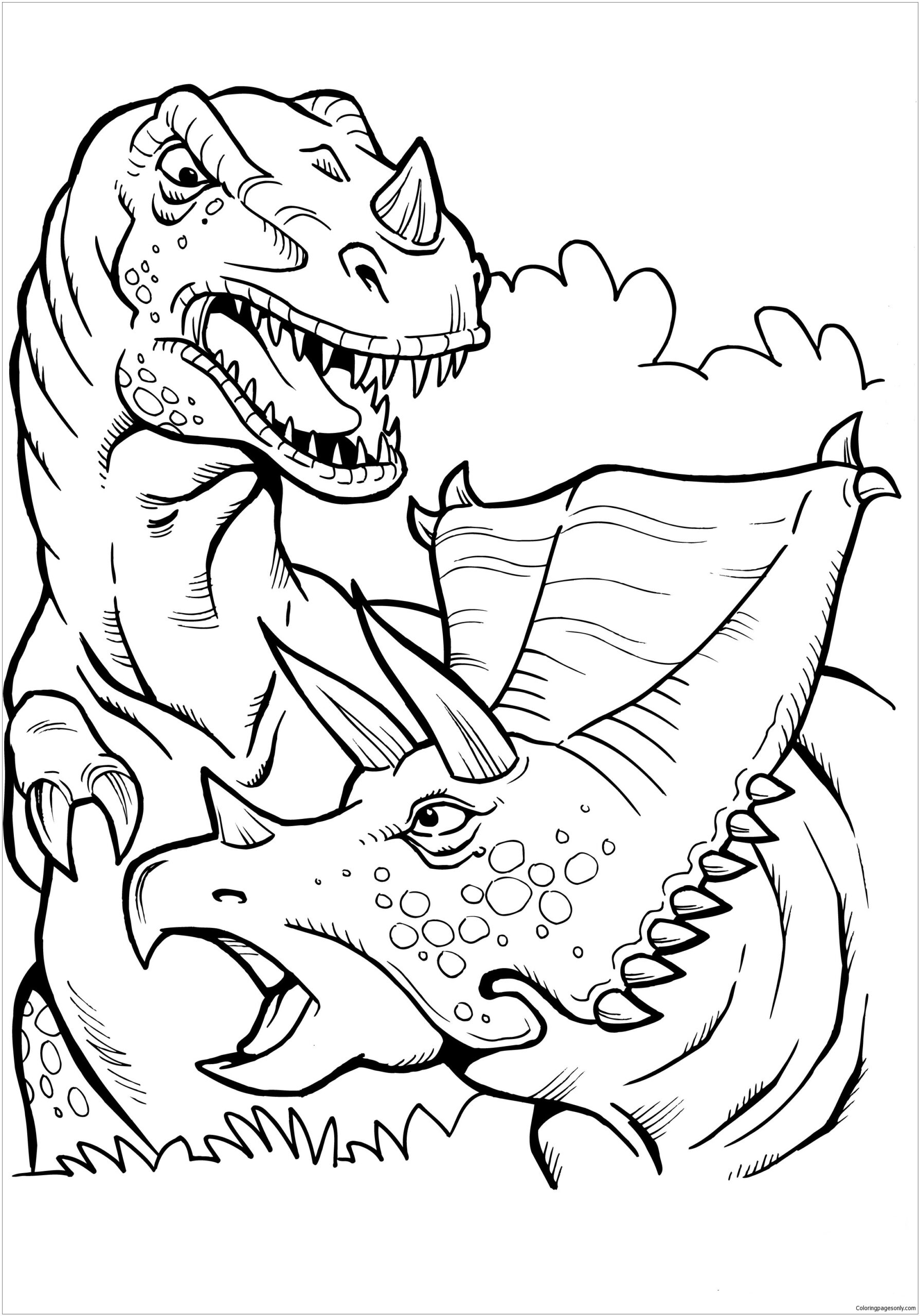 Battle T Rex Coloring Page Free Printable Coloring Pages