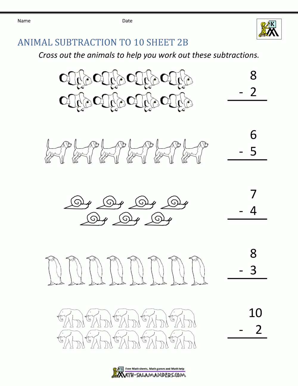 Beginner Subtraction 10 Kindergarten Subtraction Worksheets 