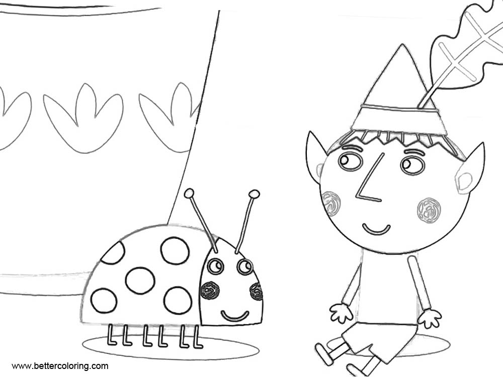 Ben And Holly Coloring Pages Ben With Ladybug Free Printable Coloring 