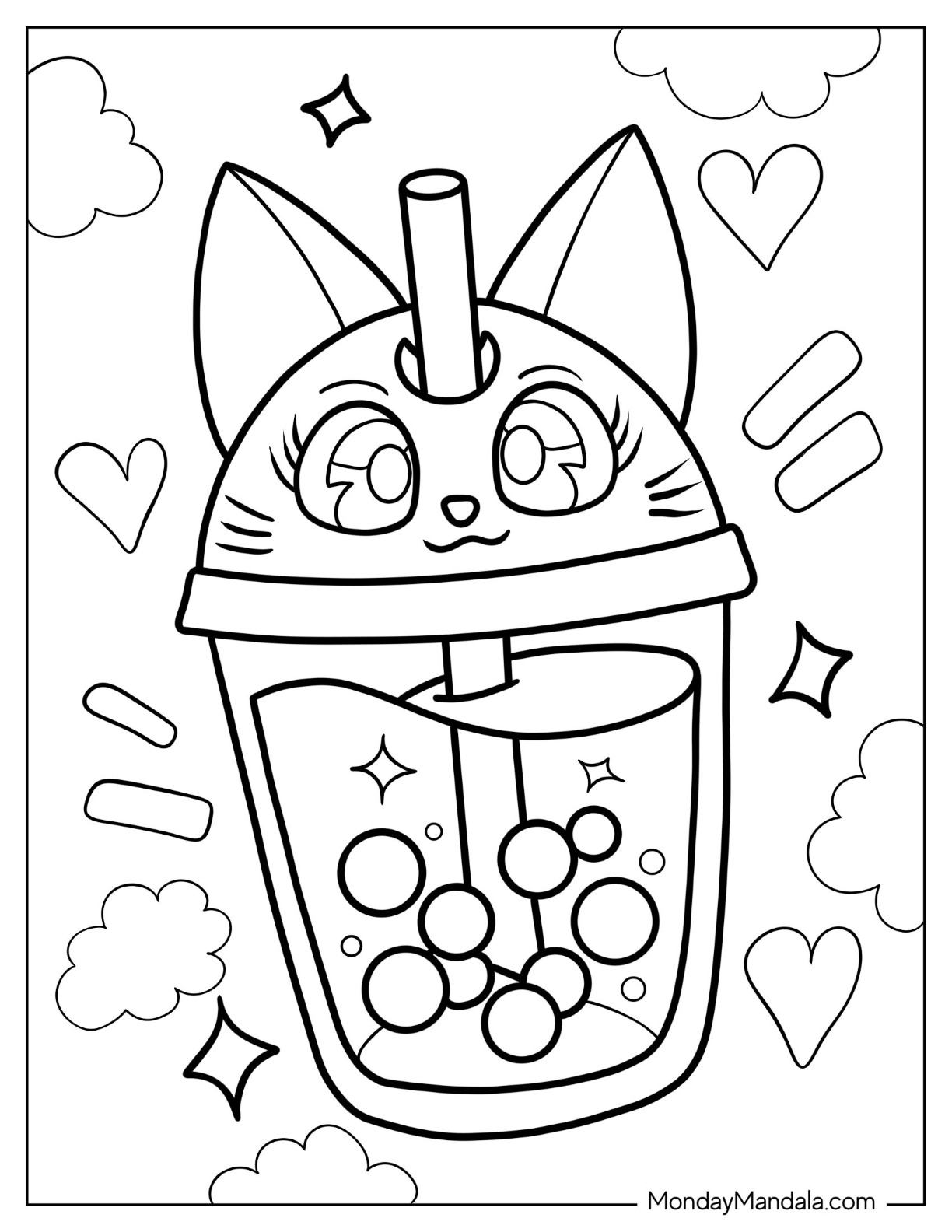 Boba Cat Coloring Pages Coloring Nation