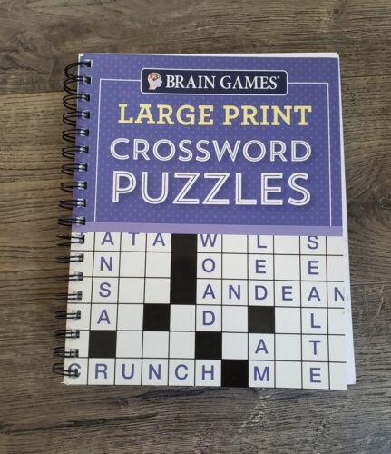Brain Games Large Print Crossword Puzzles Purple Spiral bound 
