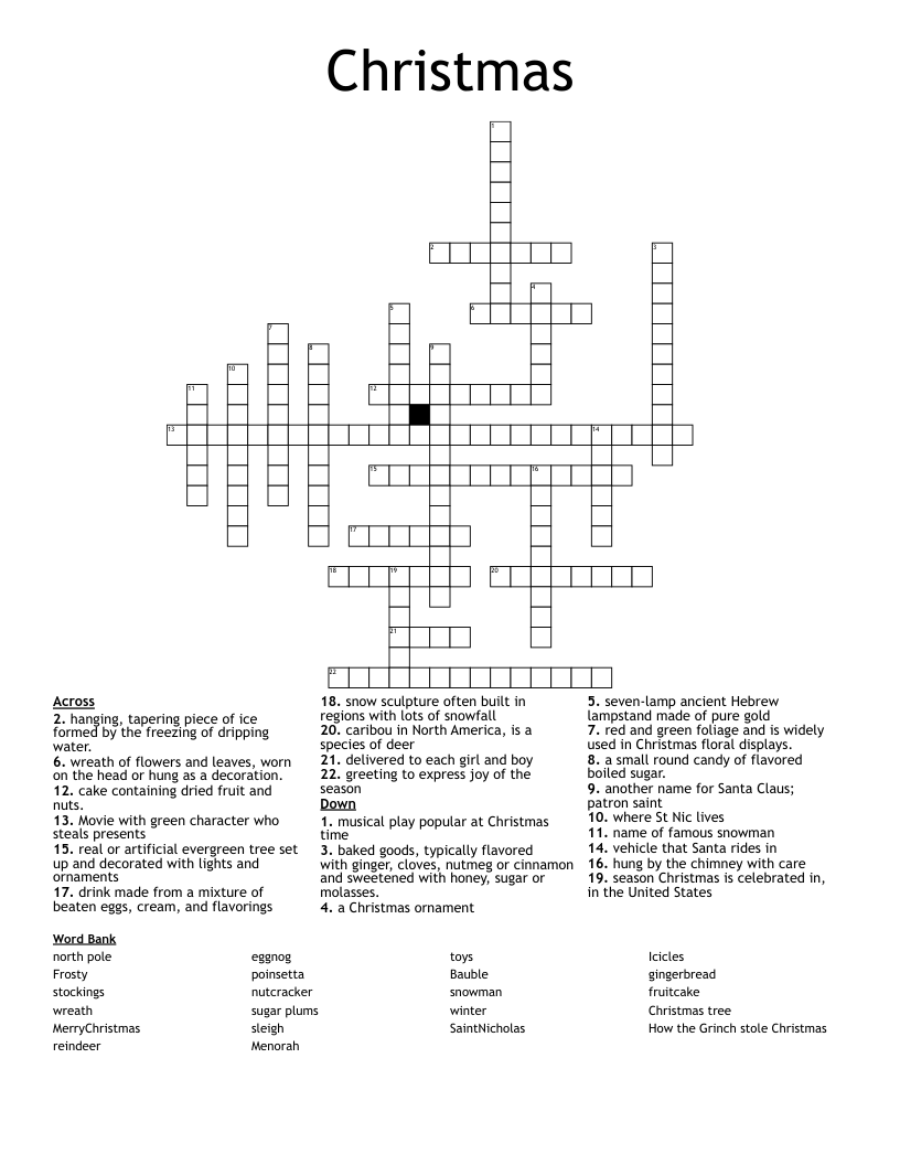 Christmas Crosswords Puzzles To Print Qasmale