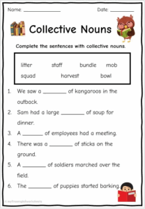 Collective Noun Worksheets - Printable Coloring Free
