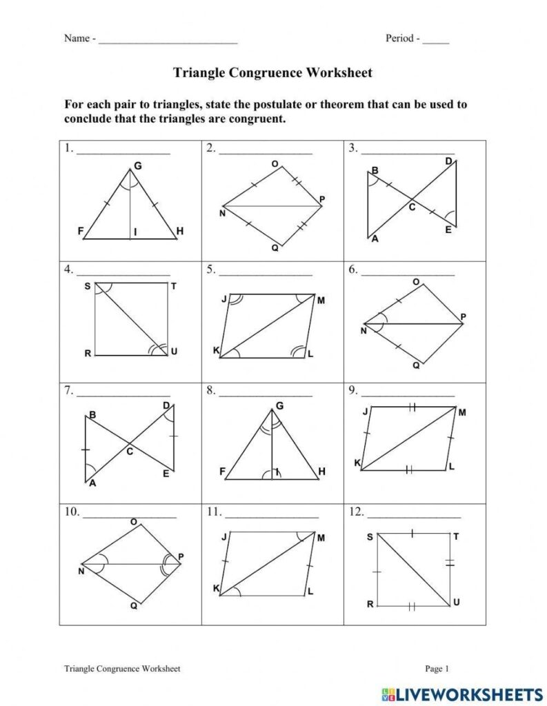 Triangle Congruence Worksheet - Printable Coloring Free
