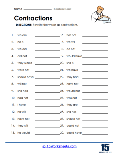 Contractions Worksheets 15 Worksheets Worksheets Library