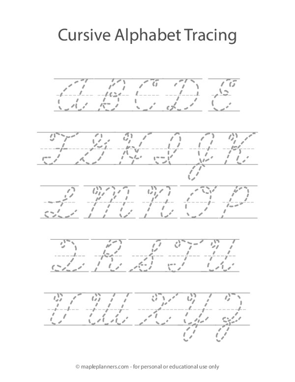 Cursive Alphabet Letter Tracing Worksheet Worksheets Library