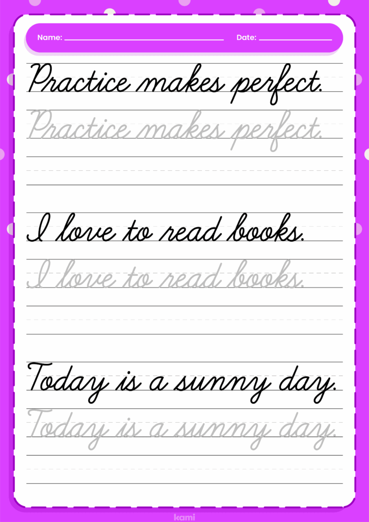 Writing Practice Sheets - Printable Coloring Free