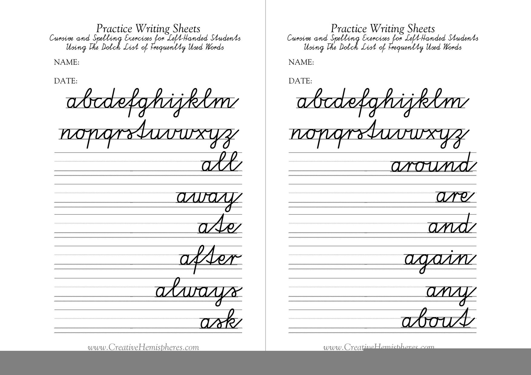 Cursive Writing Worksheets For Left Handers Download Printable 