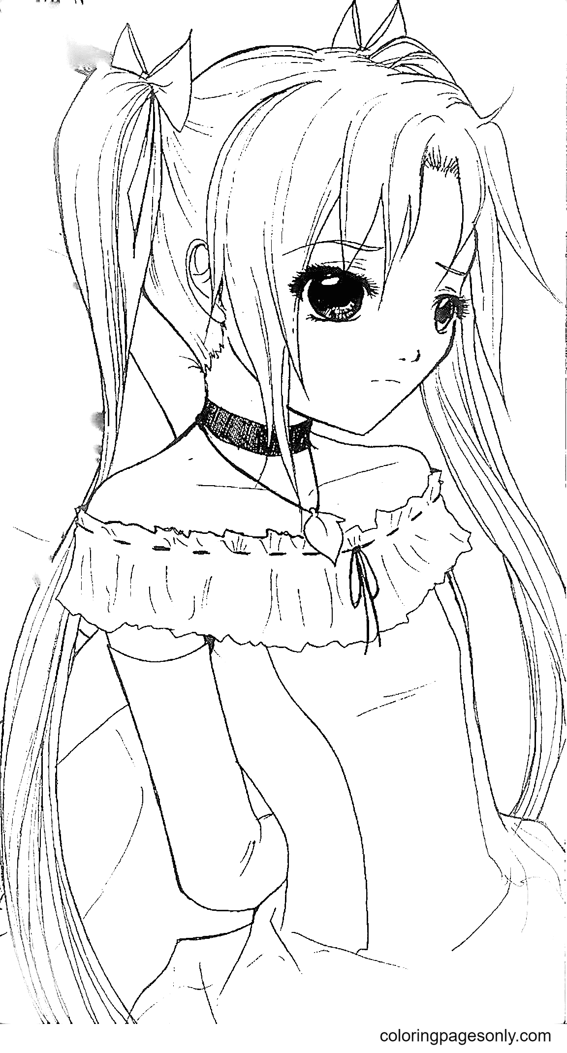 Cute Anime Girls Coloring Pages Coloring Home