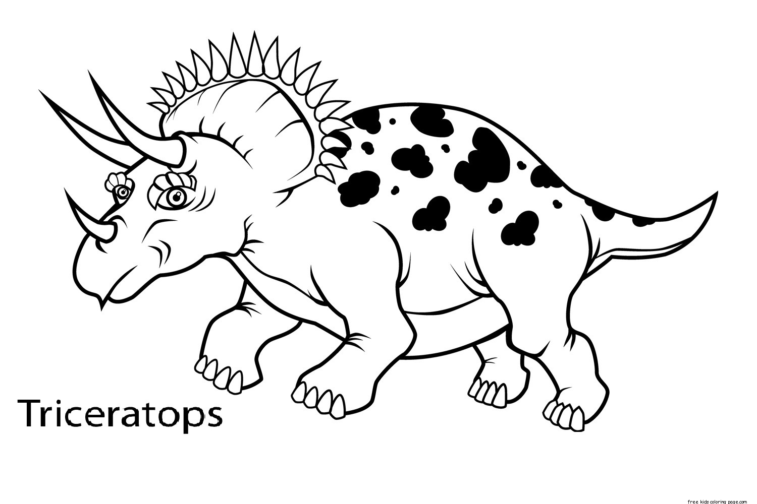 Cute Triceratops Dinosaur Coloring Book Pages To Print Out