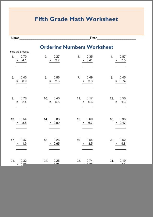 Decimal Multiplication Worksheet Multiplication Worksheets