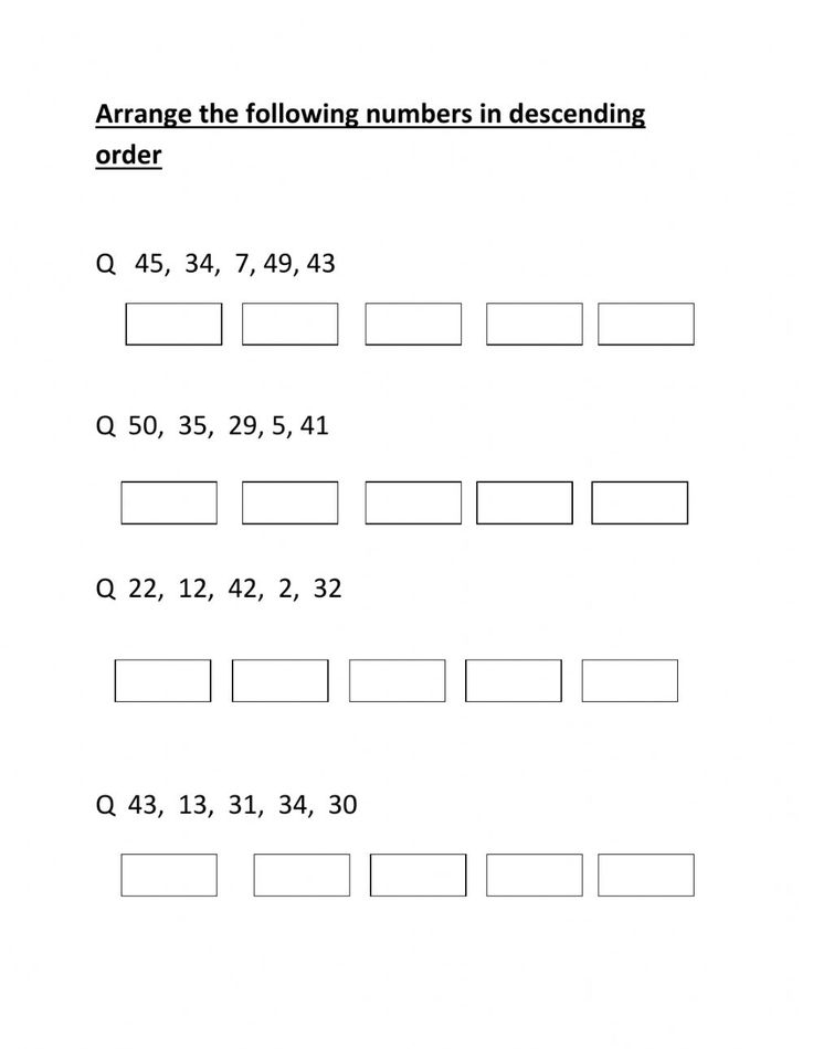 Descending Order 1 50 Worksheet