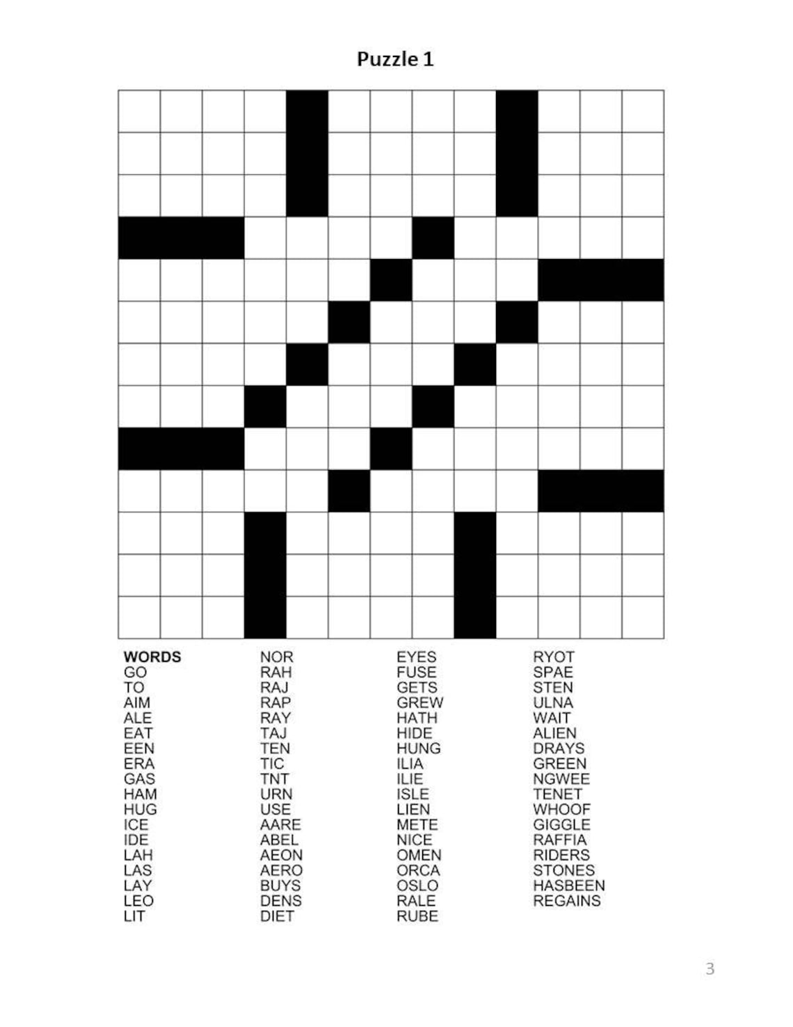 Digital Download 100 Printable Fill in Crossword Puzzles For Etsy