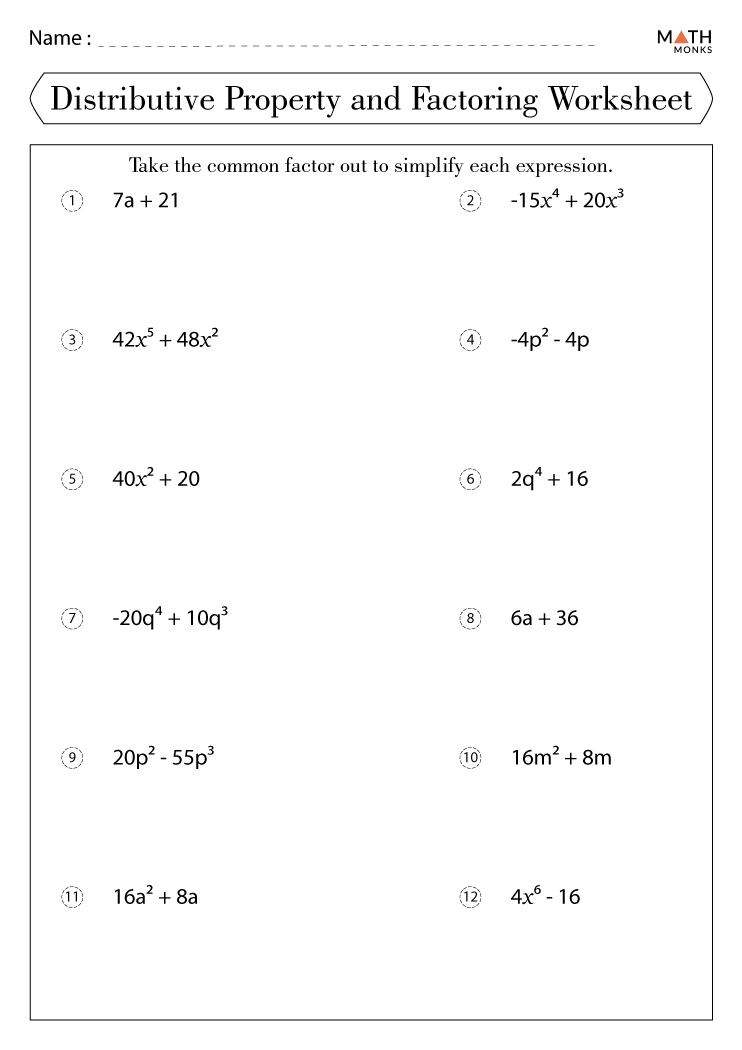 Distributive Property Worksheets With Answer Key