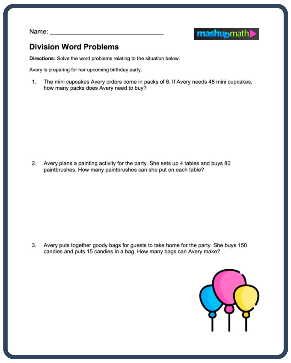 Division Word Problems Free Worksheets For Grades 3 5 Mashup Math 