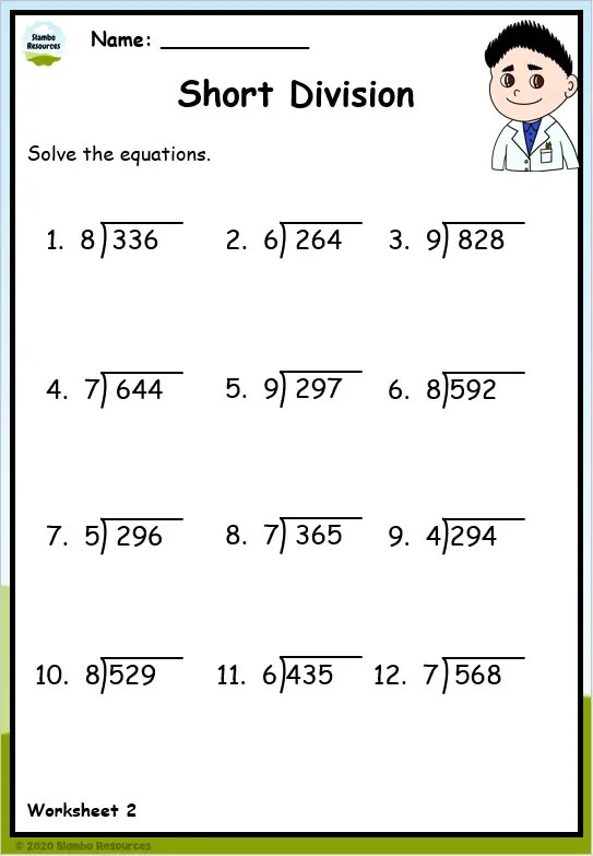 Division Worksheets For 4th Graders