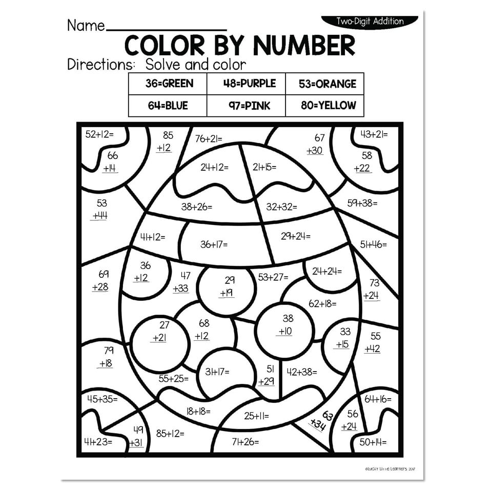 Double Digit Addition With Regrouping Color By Number Infoupdate
