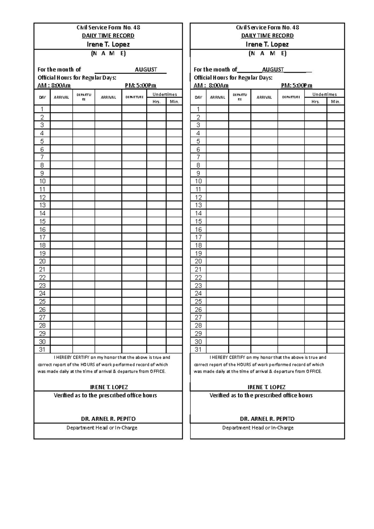 Dtr Form Printable Printable Forms Free Online