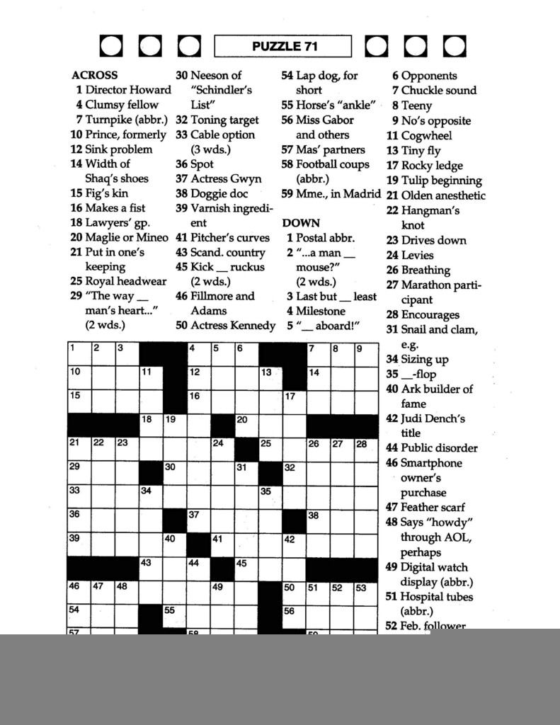 Easy Large Print Crossword Puzzles Free Printable