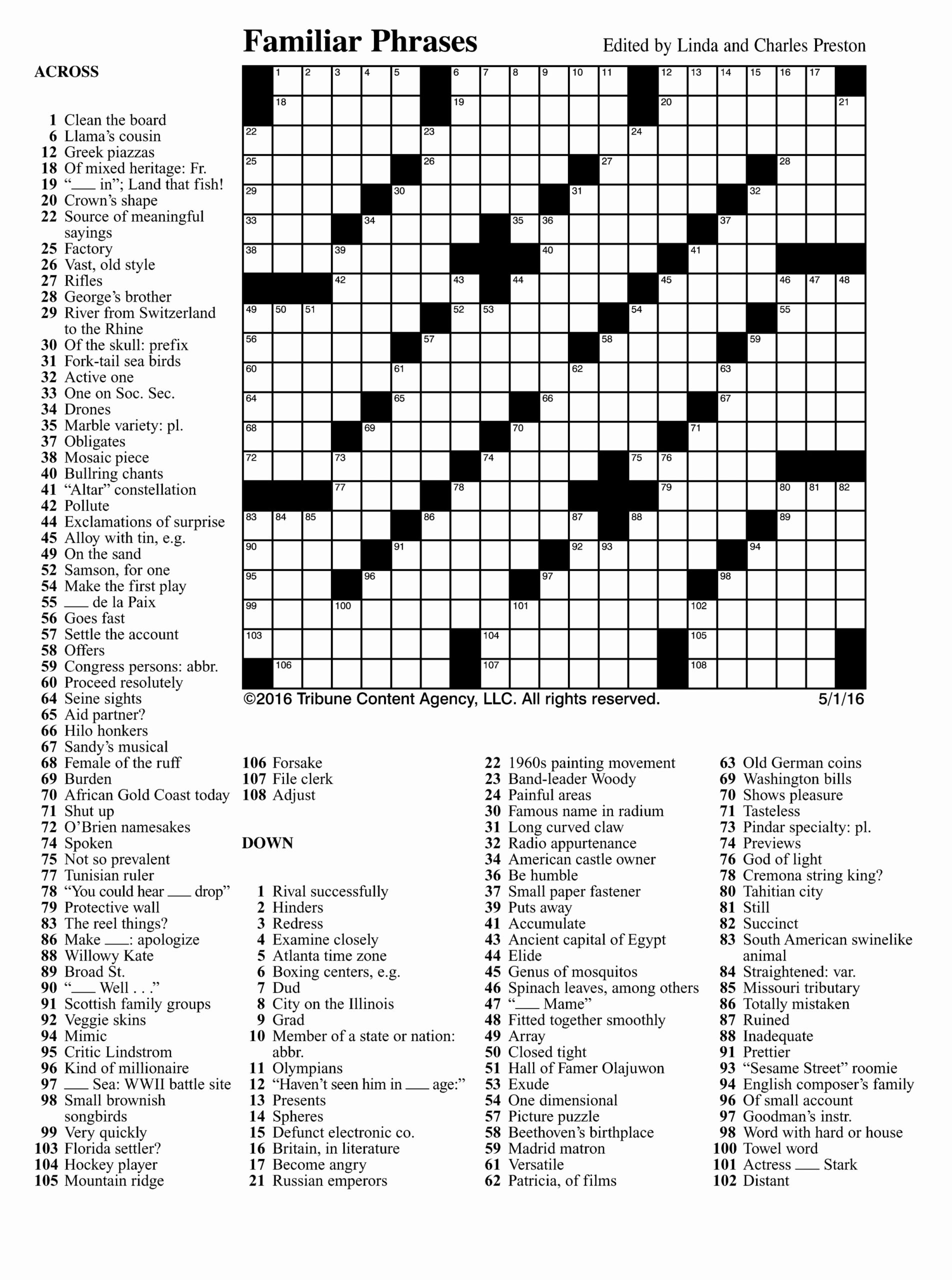 Easy Printable Puzzles For Adults James Crossword Puzzles
