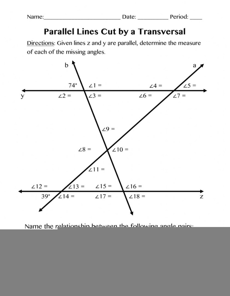 Ejercicio De Parallel Lines Cut By A Transversal Angleworksheets