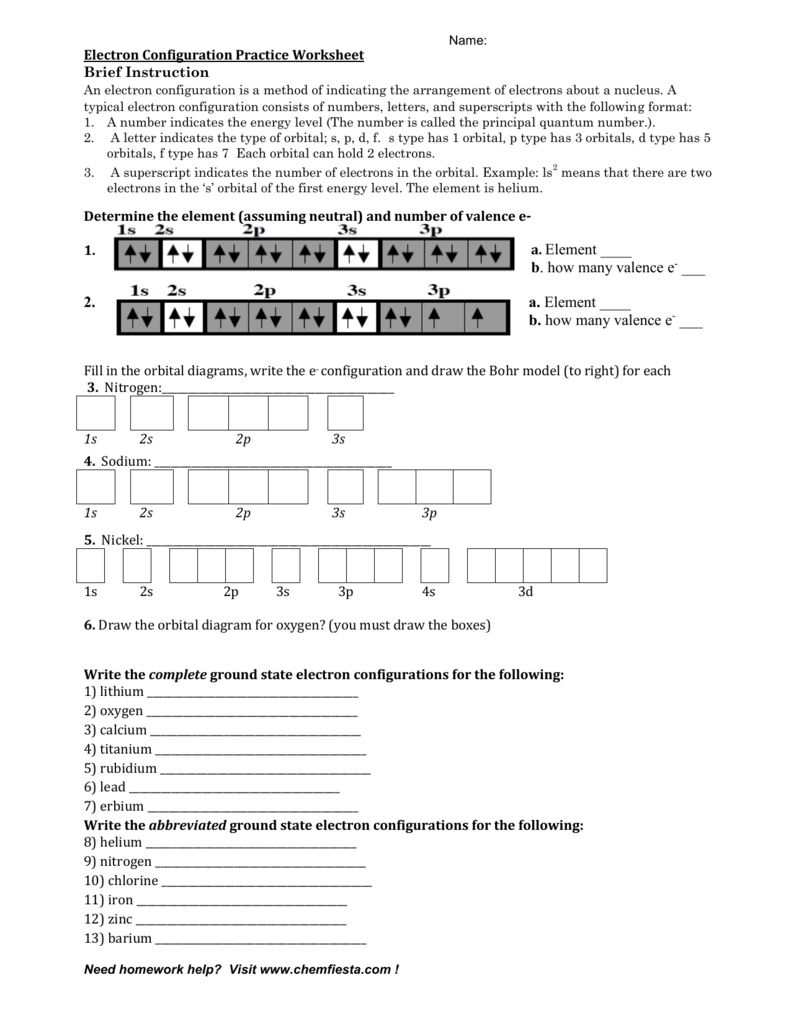 Electron Configuration Worksheet Answer Key Zip Worksheet
